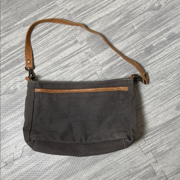 Myra Hair On Gray and Cream Canvas Shoulder Bag - Picture 5 of 8